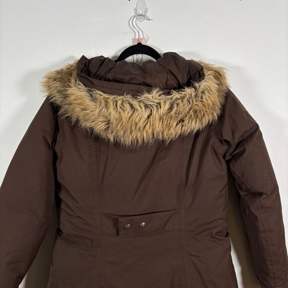 The North Face Arctic Parka Jacket Coat Brown Mid Length Goose Down Size Small - Picture 11 of 11
